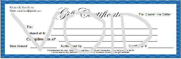 Gift Certificate Example Klean Spotless